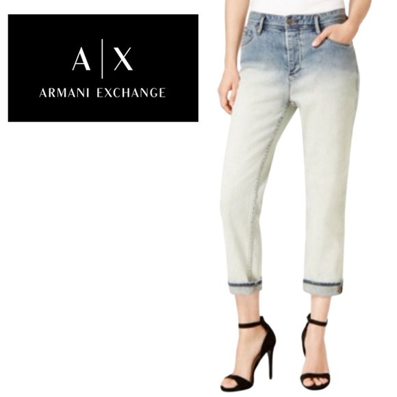 A/X Armani Exchange Dip-Dyed Boyfriend Crop - Size 26 - Picture 1 of 11